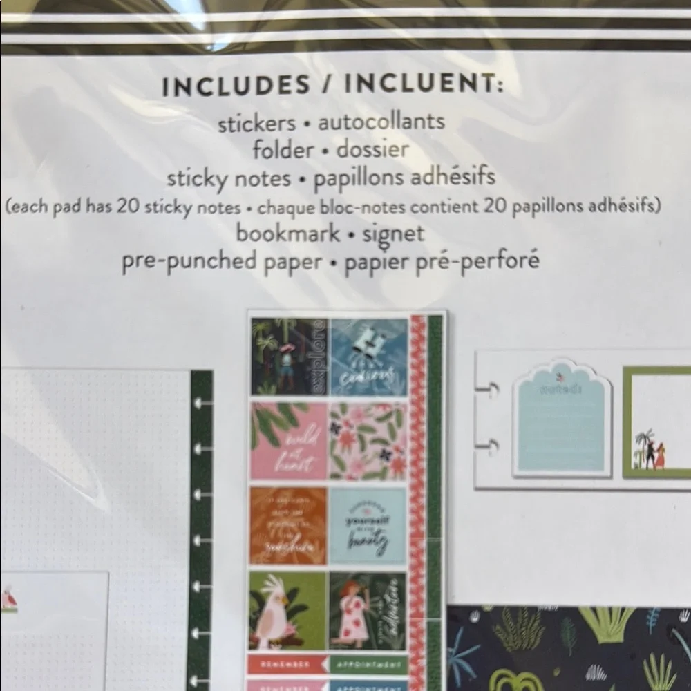 The Happy Planner Tropical Jungle Vibes Planner Accessories - Pink & Green